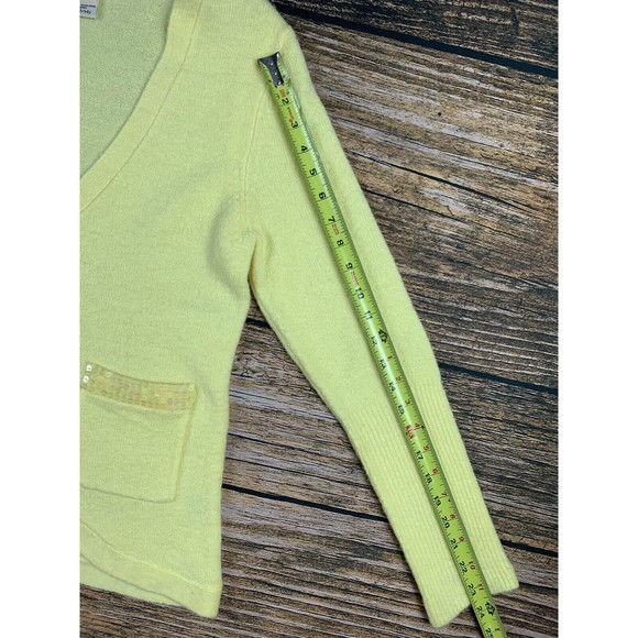 VTG Faded Glory Stretch Women’s L 12-14 Cardigan Sweater Soft  Button Up Yellow - Picture 11 of 12